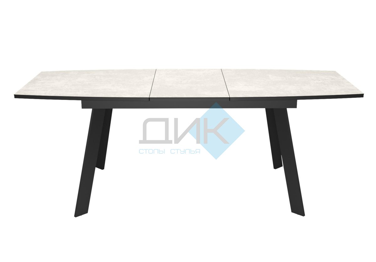 Стол DikLine XL160 хромикс белый/черный / опоры черные