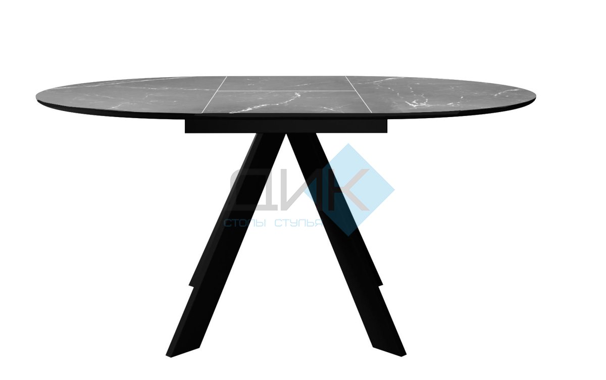 Стол DikLine SKC90 d900 Керамика Серый мрамор/подстолье черное/опоры черные