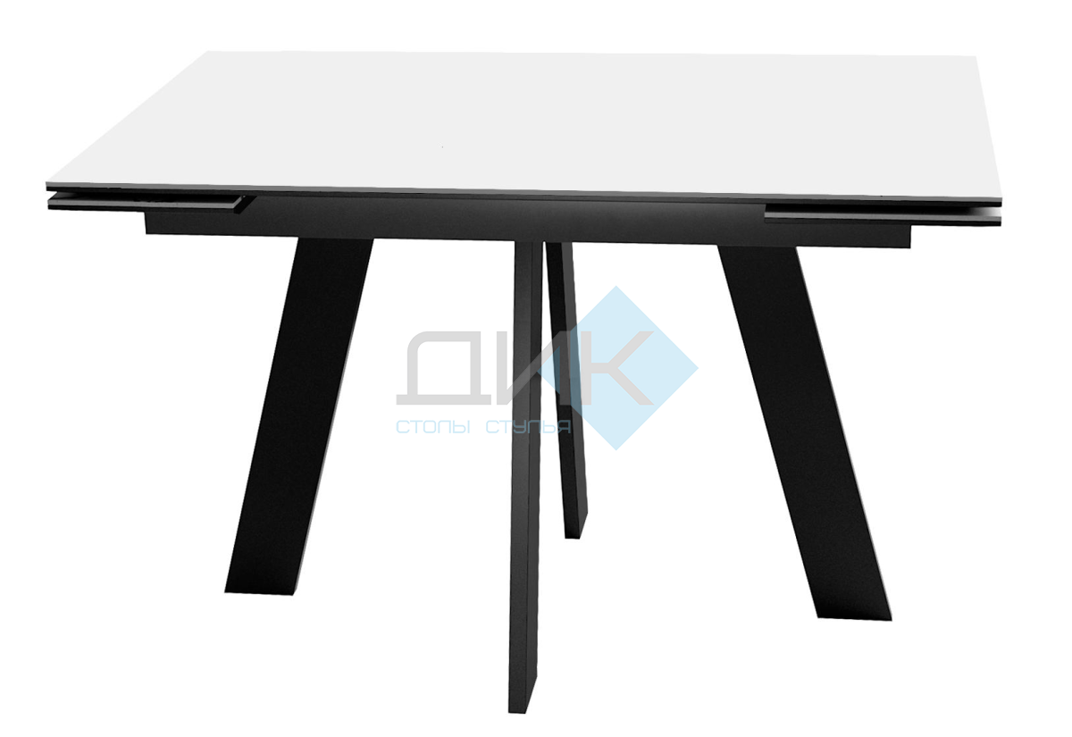 Стол DikLine SKM120 Керамика Mono white (белый матовый)/подстолье черное,