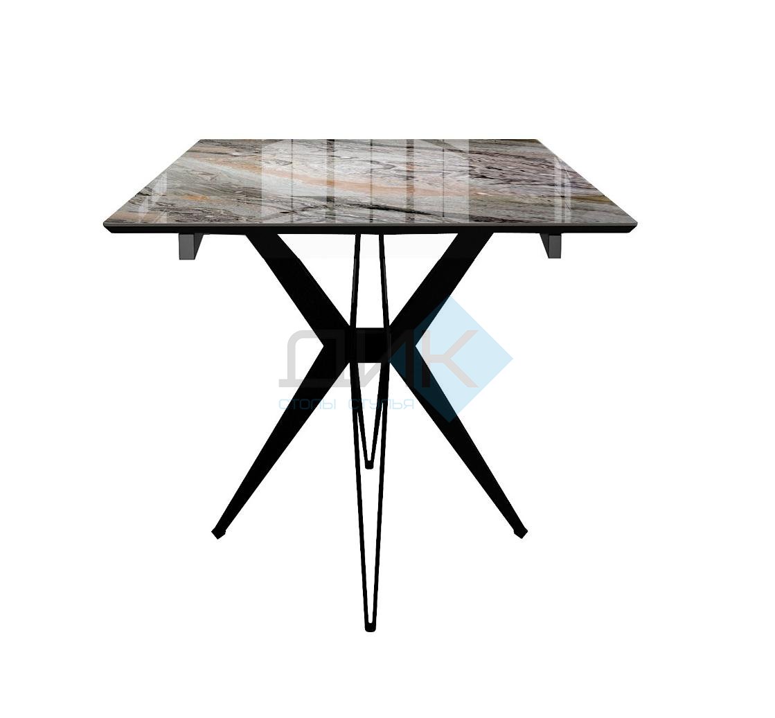 Стол DikLine DKS140 керамика Venetian Brown Light глянец, подстолье черное, опоры черные (2уп.)