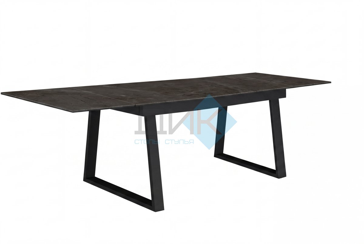 Стол DikLine DKZ200 Керамика Tundra Gris (темно-серый суперглянец)/подстолье черное/опоры черные (2 уп.)