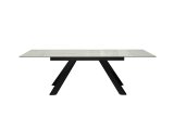 Стол DikLine DKX140 керамика глянец Ostra Bianco (мрамор глянец белый)/подстолье черное/опоры черные (2уп.)