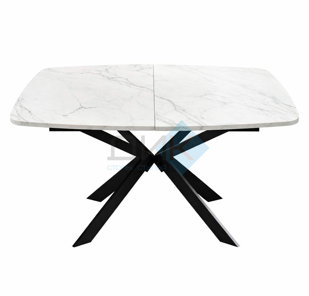 Стол DikLine B140 Мрамор Кристал белый/опоры черные
