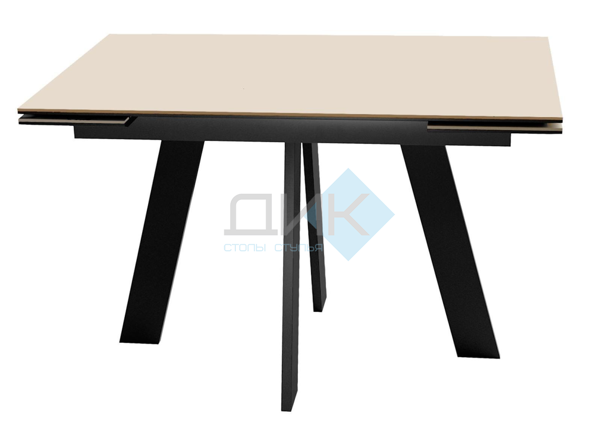 Стол DikLine SKM120 Керамика Krater Perla (бежевый матовый)/подстолье черное