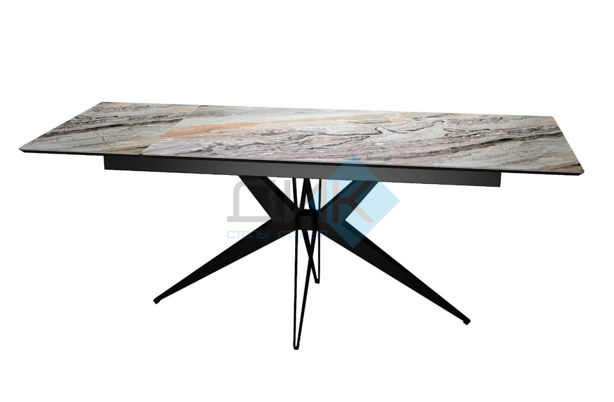 Стол DikLine DKS140 керамика Venetian Brown Light глянец, подстолье черное, опоры черные (2уп.)