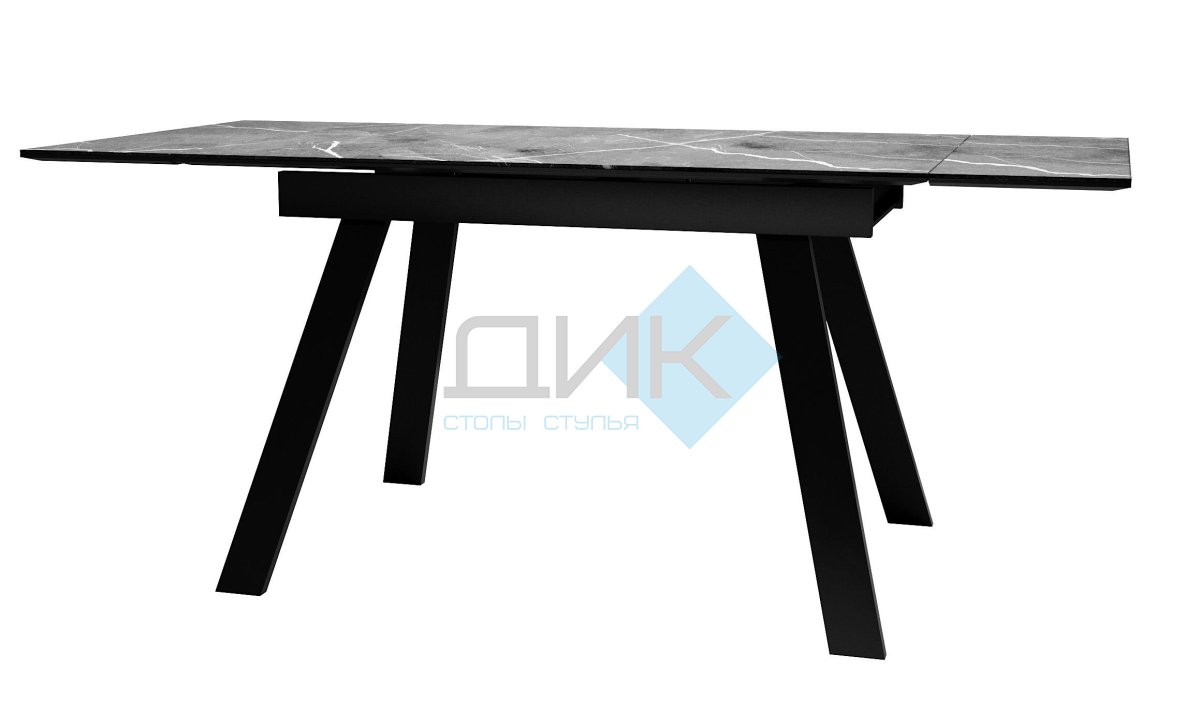 Стол DikLine DKL140 Керамика Серый мрамор/опоры черные (2 уп.)