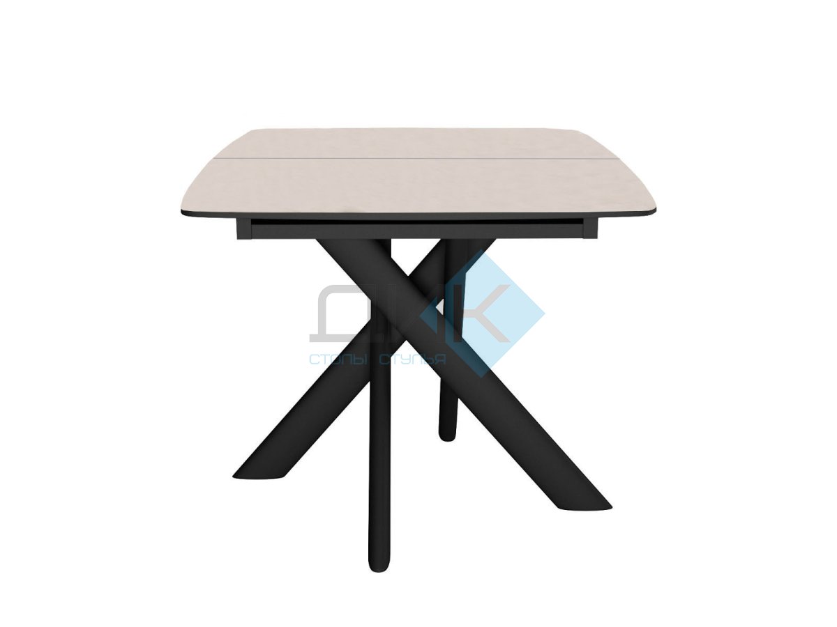 Стол DikLine DKB110, Керамика Krater Perla (бежевый матовый)/подстолье черное/опоры черные