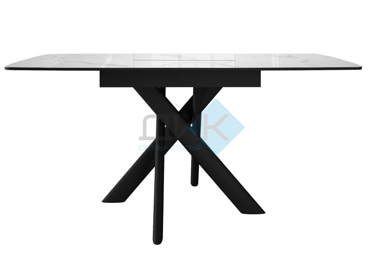 Стол DikLine DKB110, Керамика Carrara Gloss (мрамор глянец белый)/подстолье черное/опоры черные