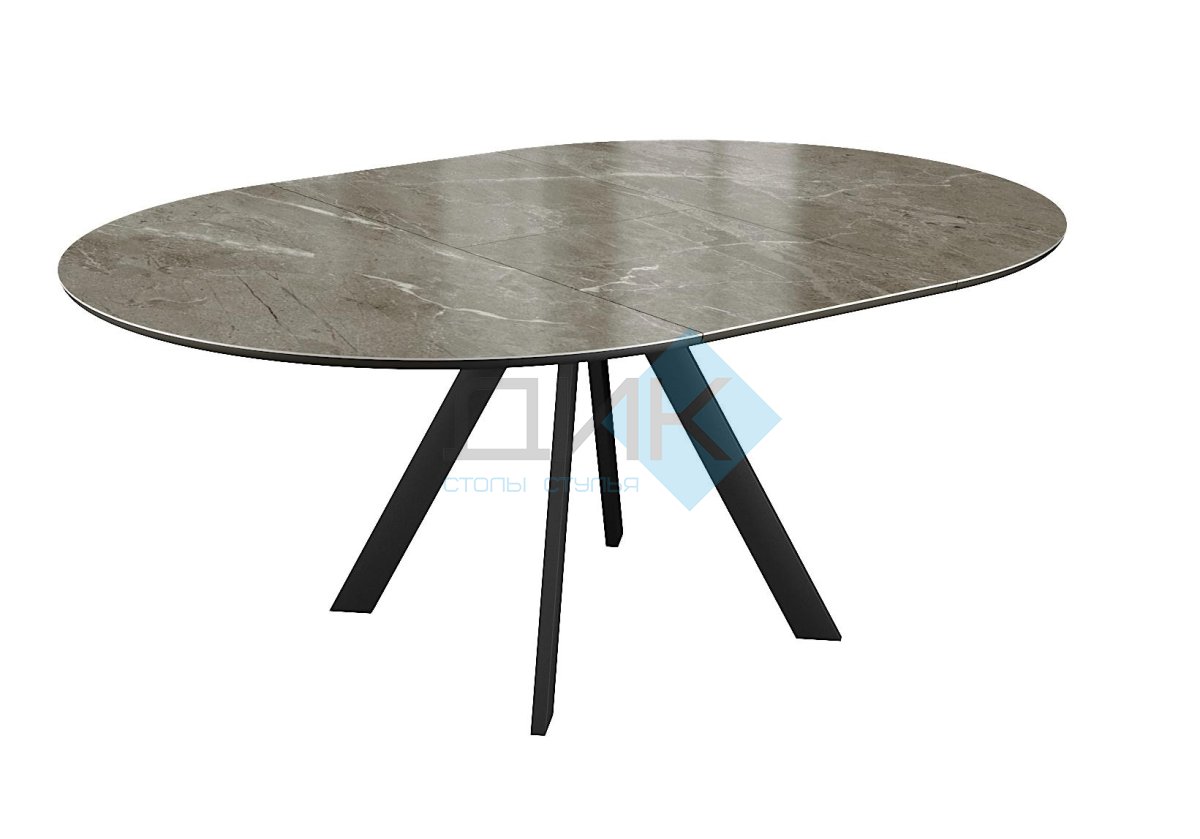 Стол DikLine SKC120 d1200 Керамика Tundra Gris (темно-серый суперглянец)/подстолье черное/опоры черные