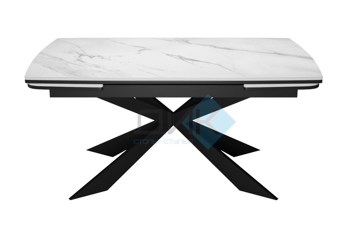 Стол DikLine KM160 керамика белый мрамор С41 матовая/опоры черные (2 уп.)