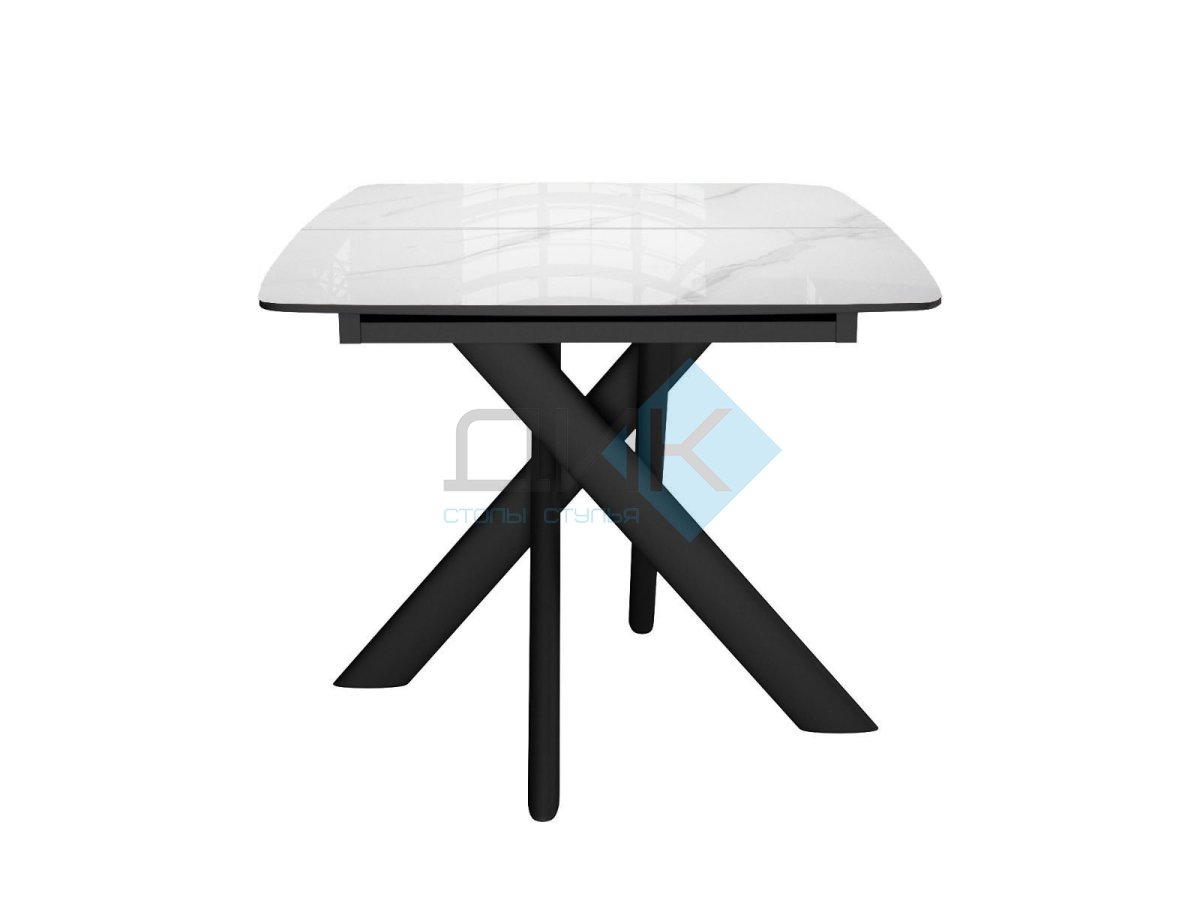 Стол DikLine DKB110, Керамика Carrara Gloss (мрамор глянец белый)/подстолье черное/опоры черные