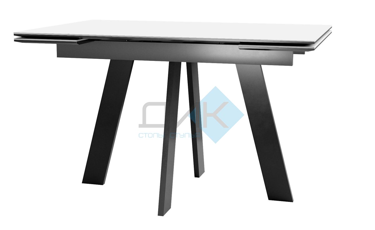 Стол DikLine SKM120 Керамика Mono white (белый матовый)/подстолье черное,