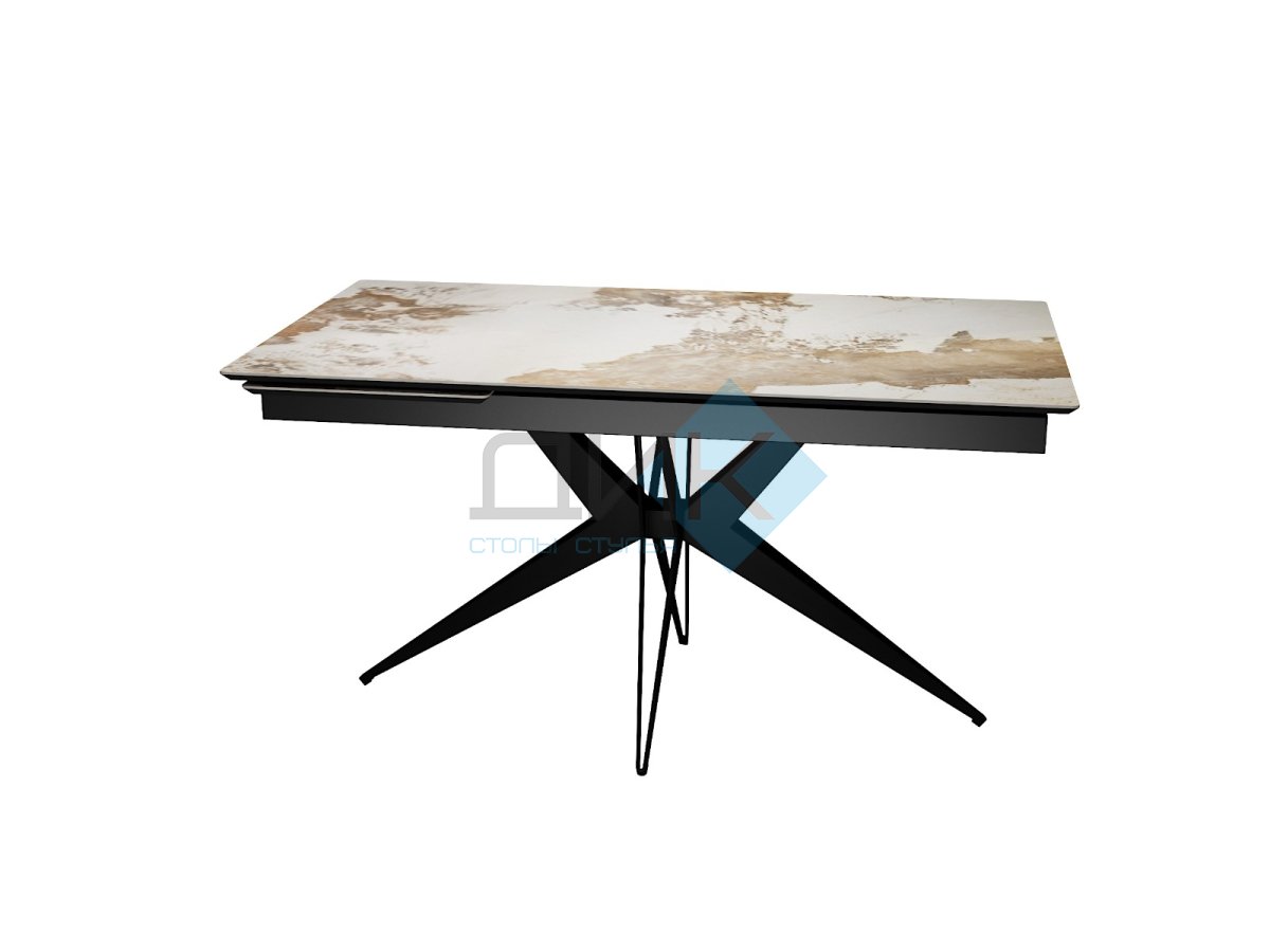 Стол DikLine DKS140 керамика PANDORA глянец, подстолье черное, опоры черные (2уп.)