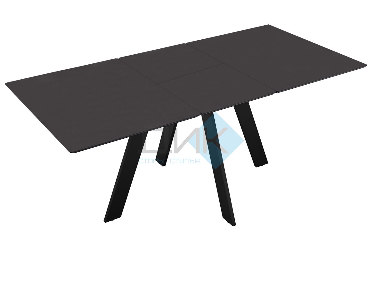 Стол DikLine DKD140, керамика 140(180)х80, мрамор бронза матовый, опоры черные (2 уп.)