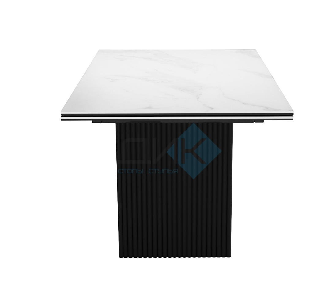 Стол DikLine IKD160 Керамика Carrara Gloss (мрамор глянец белый)/подстолье черное (2 уп.)