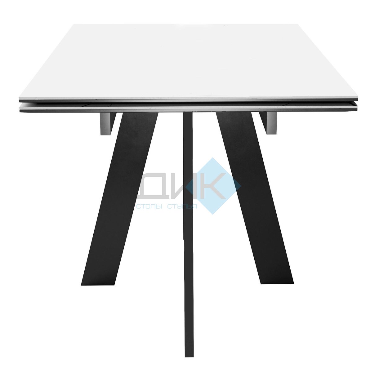 Стол DikLine SKM140 Керамика Mono white (белый матовый)/подстолье черное/опоры черные (2 уп.)