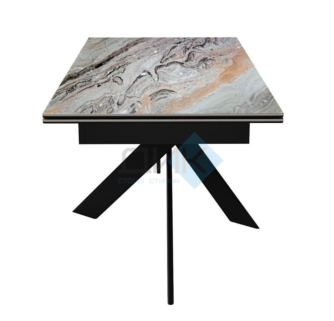 Стол DikLine EKX180, Керамика Venetian Brown Light глянец (К4), опоры черные (2 уп.)