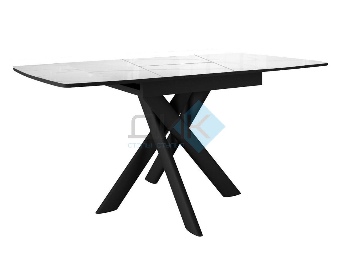 Стол DikLine DKB110, Керамика Carrara Gloss (мрамор глянец белый)/подстолье черное/опоры черные