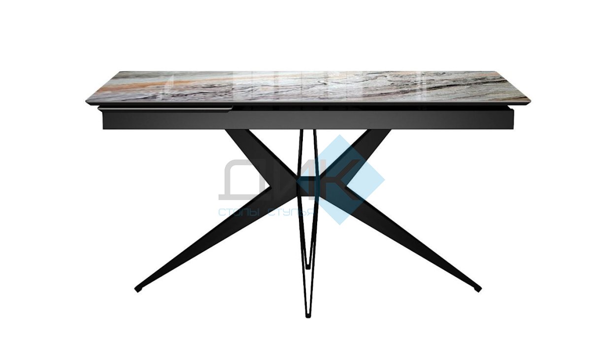 Стол DikLine DKS140 керамика Venetian Brown Light глянец, подстолье черное, опоры черные (2уп.)