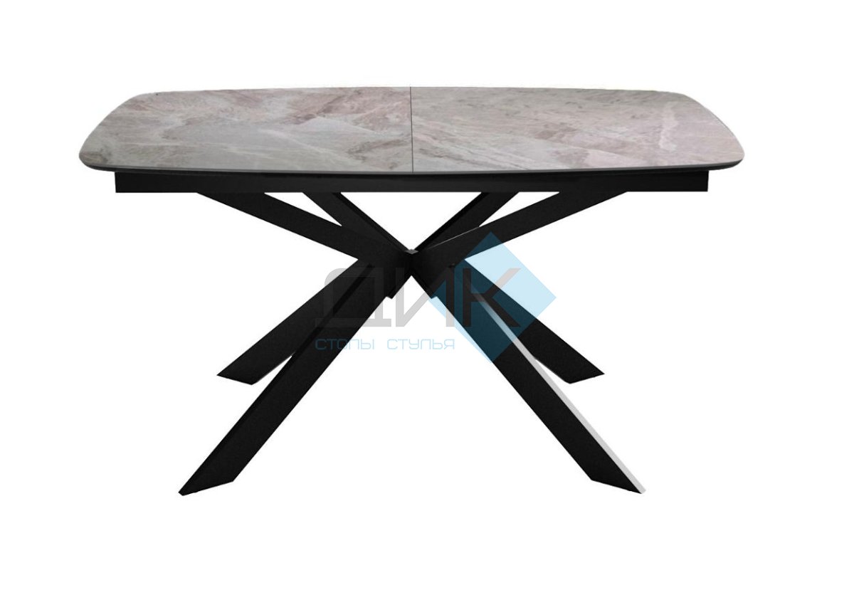 Стол DikLine BK140 Керамика Italian Grey (глянец серый)/подстолье черное/опоры черные