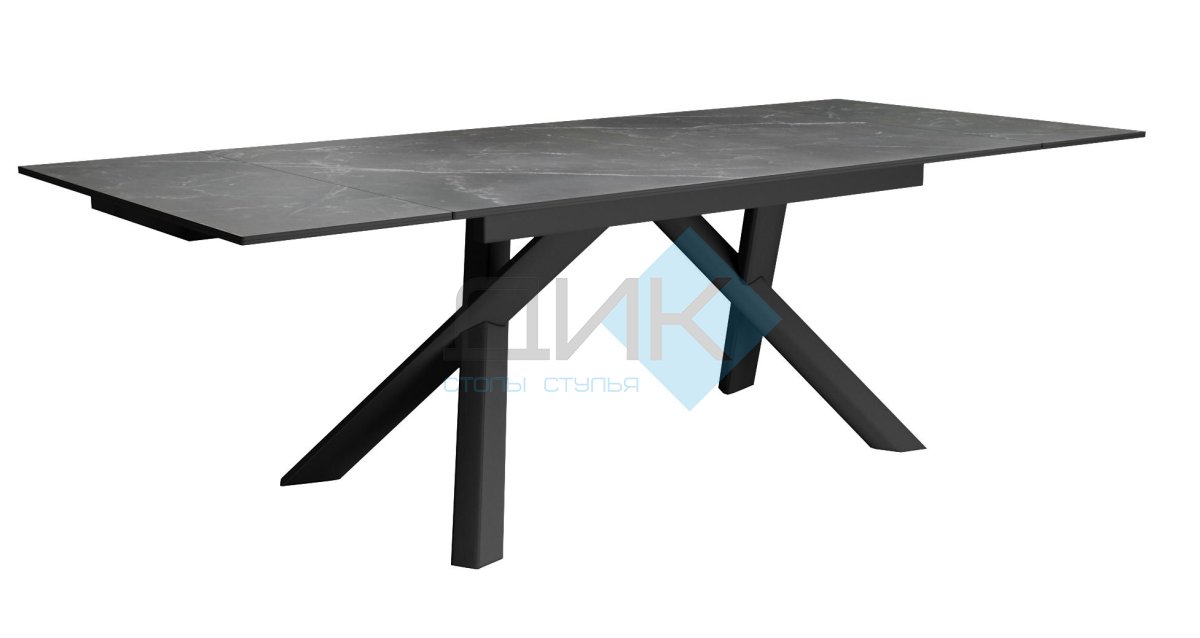 Стол DikLine KX160 керамика черный мрамор С45 матовая/опоры черные (2 уп)