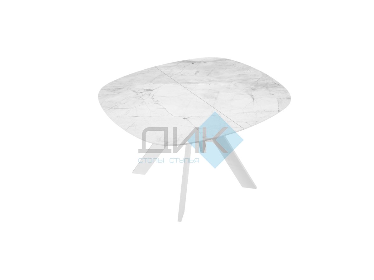 Стол DikLine BK100 Керамика Белый мрамор/подстолье белое/опоры белые