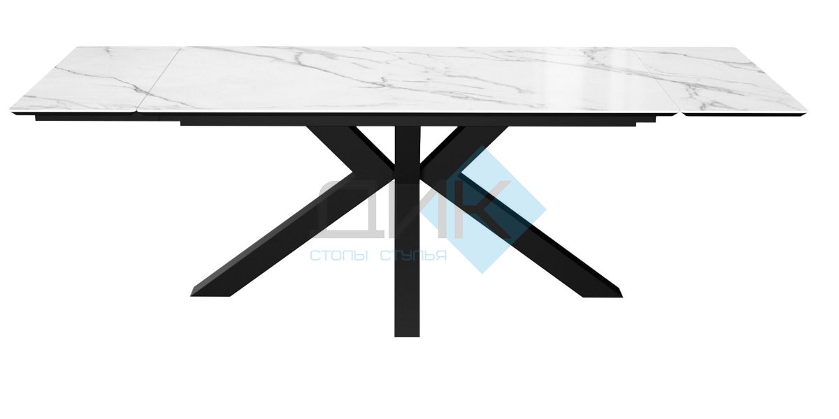 Стол DikLine SFE140 Керамика Tianshan White (белый полуглянец)/подстолье черное/опоры черные (2 уп.)