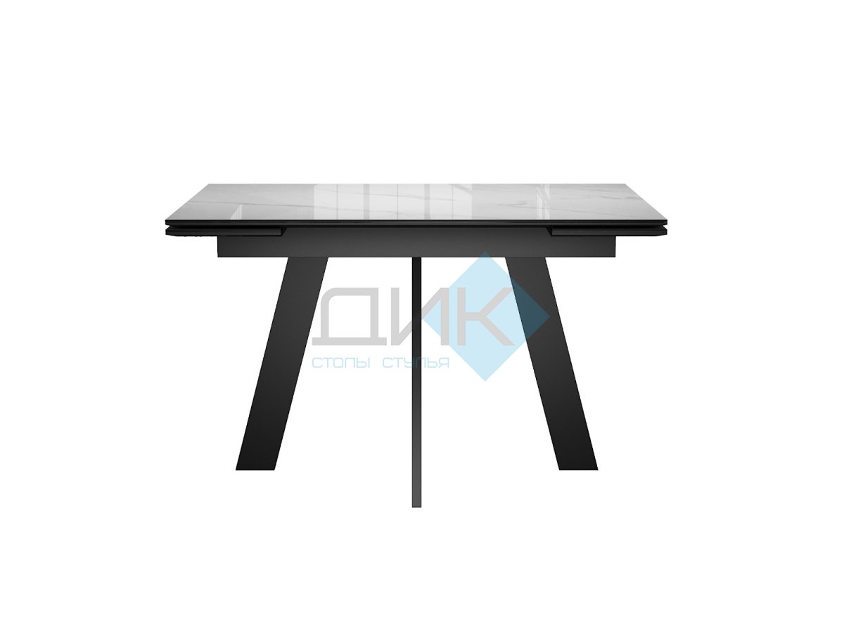 Стол DikLine SKM110 Керамика Carrara Gloss (мрамор глянец белый)/подстолье черное/опоры черные