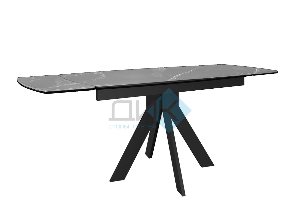 Стол DikLine DKU120 Керамика Серый мрамор/подстолье черное/опоры черные (2 уп.)