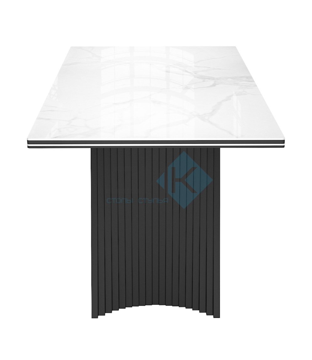 Стол DikLine KD180 керамика мрамор белый C39 глянец/опоры черные (2 уп)