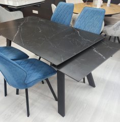 Стол DikLine DKL140 Керамика Черный мрамор/опоры черные  Образец в салоне ТЦ Орион