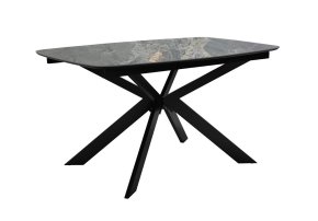 Стол DikLine BK140 керамика Nebula Gold (мрамор глянец серый), подстолье черное, опоры черные