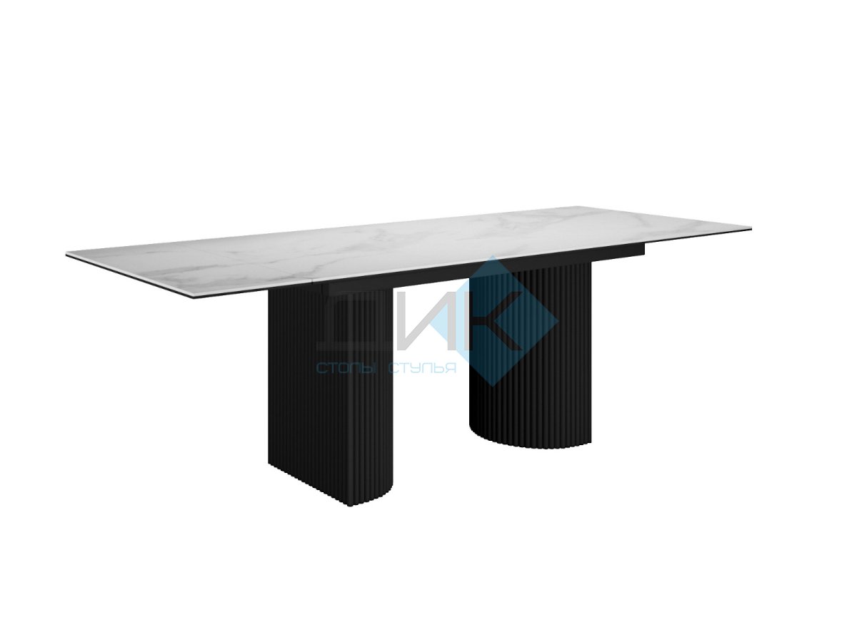 Стол DikLine EKD160, Керамика Белый глянец (К8/2), опоры черные (2 уп.)