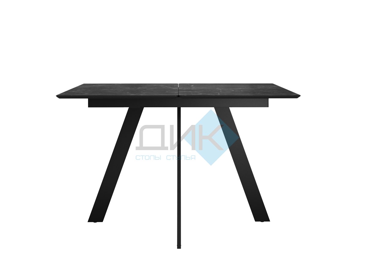 Стол DikLine DKD120, керамика 120(160)х80, мрамор черный матовый, опоры черные (2 уп.)