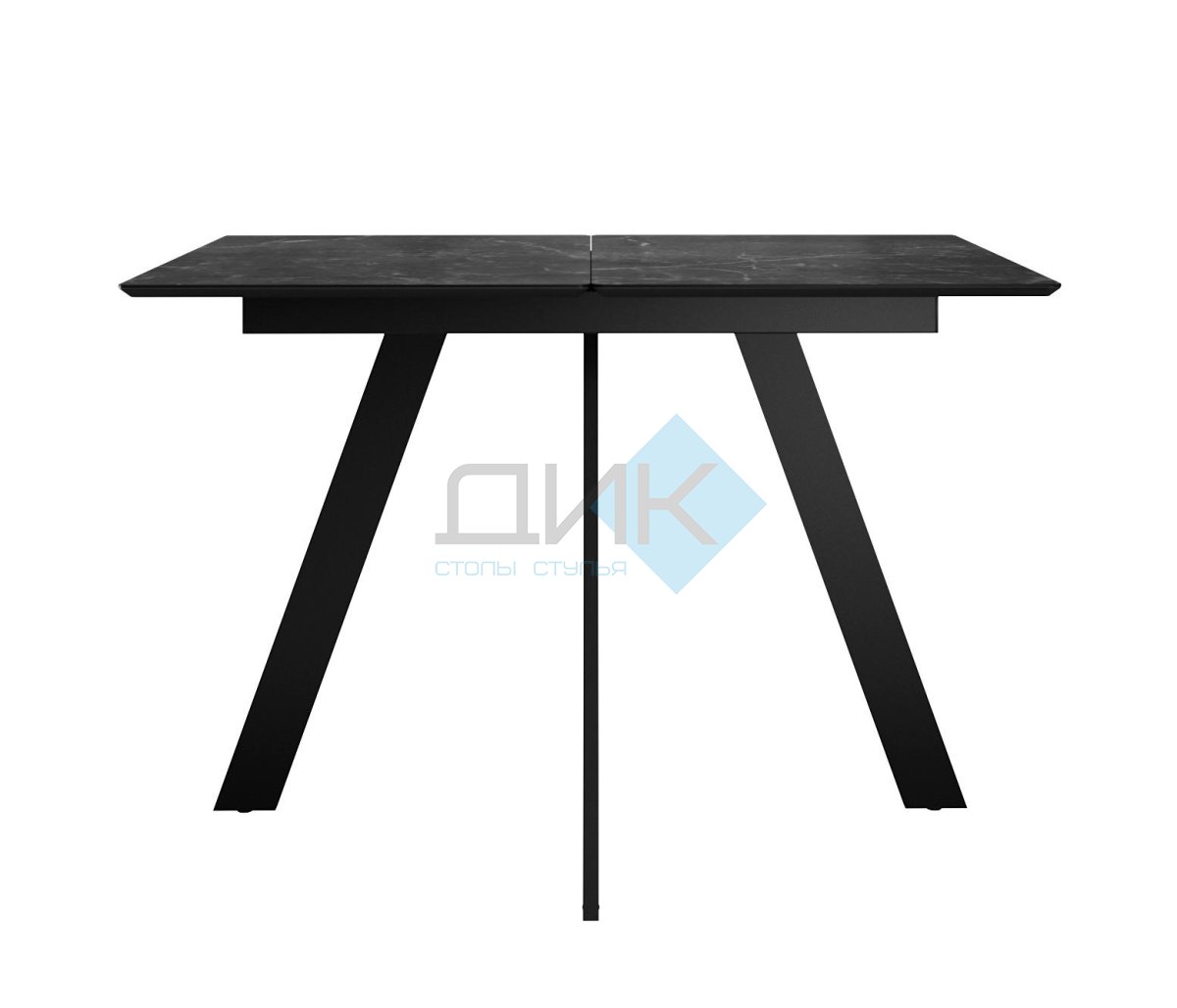 Стол DikLine DKD140, керамика 140(180)х80, мрамор черный матовый, опоры черные (2 уп.)