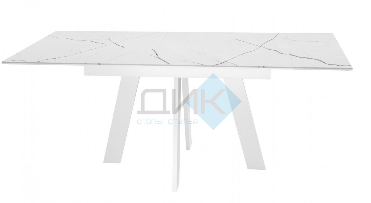 Стол DikLine SKM140 Керамика Белый мрамор/подстолье белое/опоры белые (2 уп.)