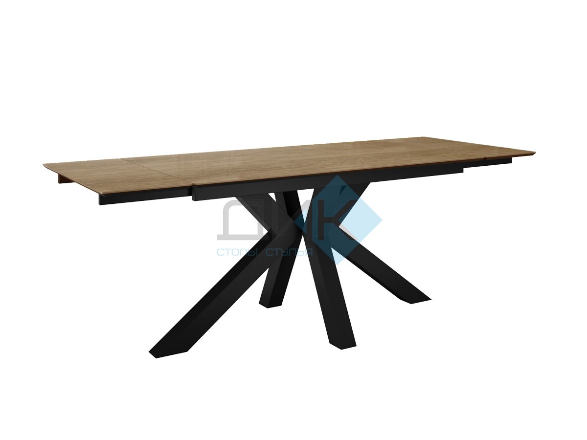 Стол DikLine SFE140 Керамика древесная OAKWOOD HONEY/подстолье черное/опоры черные (2 уп.)
