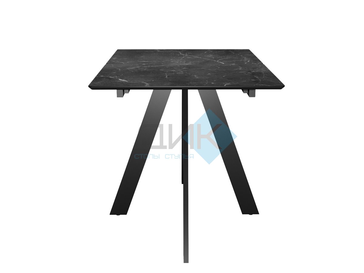 Стол DikLine DKD140, керамика 140(180)х80, мрамор черный матовый, опоры черные (2 уп.)
