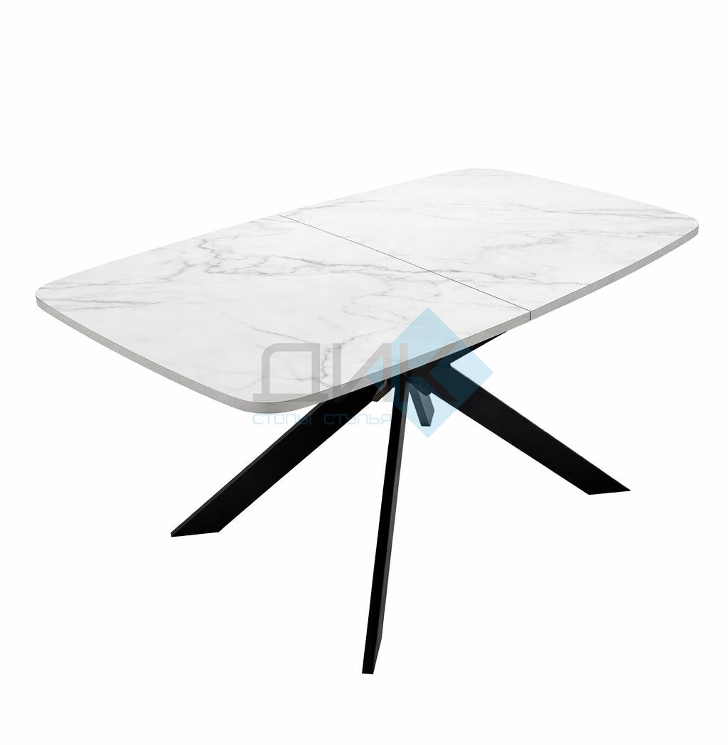 Стол DikLine B140 Мрамор Кристал белый/опоры черные