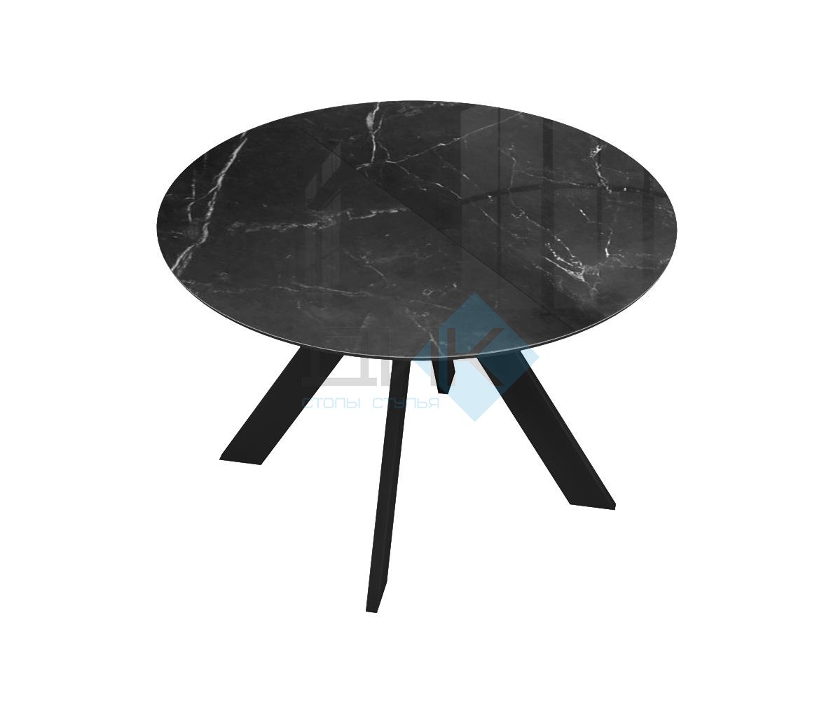 Стол DikLine SFC110 d1100 стекло Оптивайт Черный мрамор/подстолье черное/опоры черные