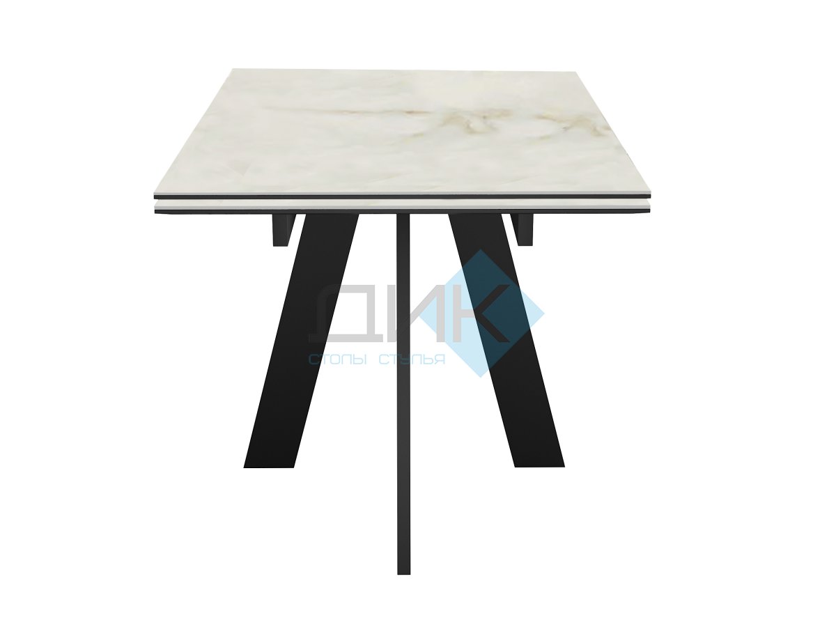 Стол DikLine SKM110 Керамика глянец Ostra Bianco (мрамор глянец белый)/подстолье черное