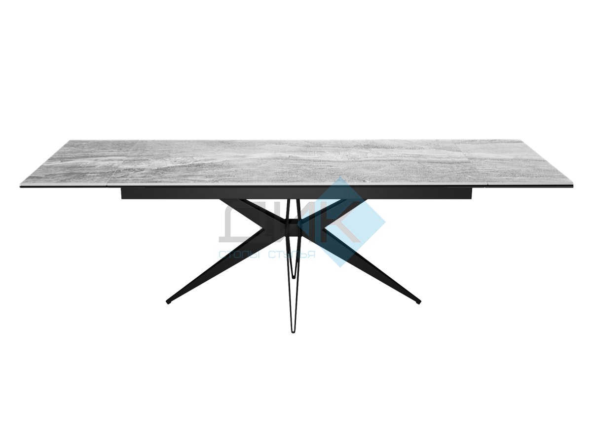 Стол DikLine KW160 керамика серый мрамор С31 глянец/опоры черные (2 уп.)