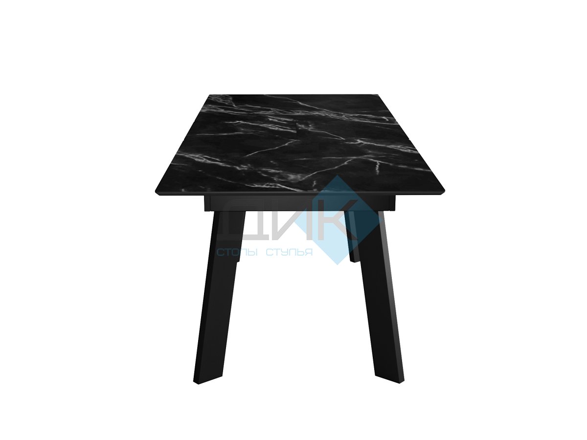 Стол DikLine DKH160, керамика 160(200)х90, мрамор черный матовый, опоры черные (2 уп.)