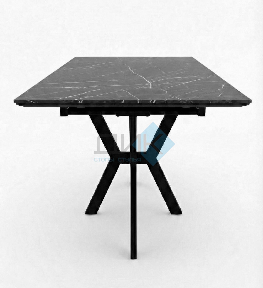 Стол DikLine DI100 Камень Пьетра Гриджиа чёрный/опоры черные (2уп.)