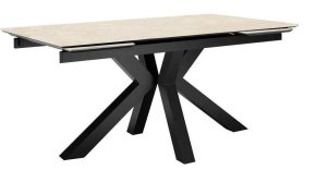 Стол DikLine SFE160 Керамика Krater Perla (бежевый матовый)/подстолье черное/опоры черные (2 уп.)