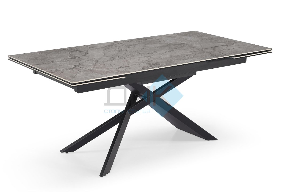 Стол DiklLine KZ180 керамика мрамор серый С35 глянец/опоры черные (2 уп)