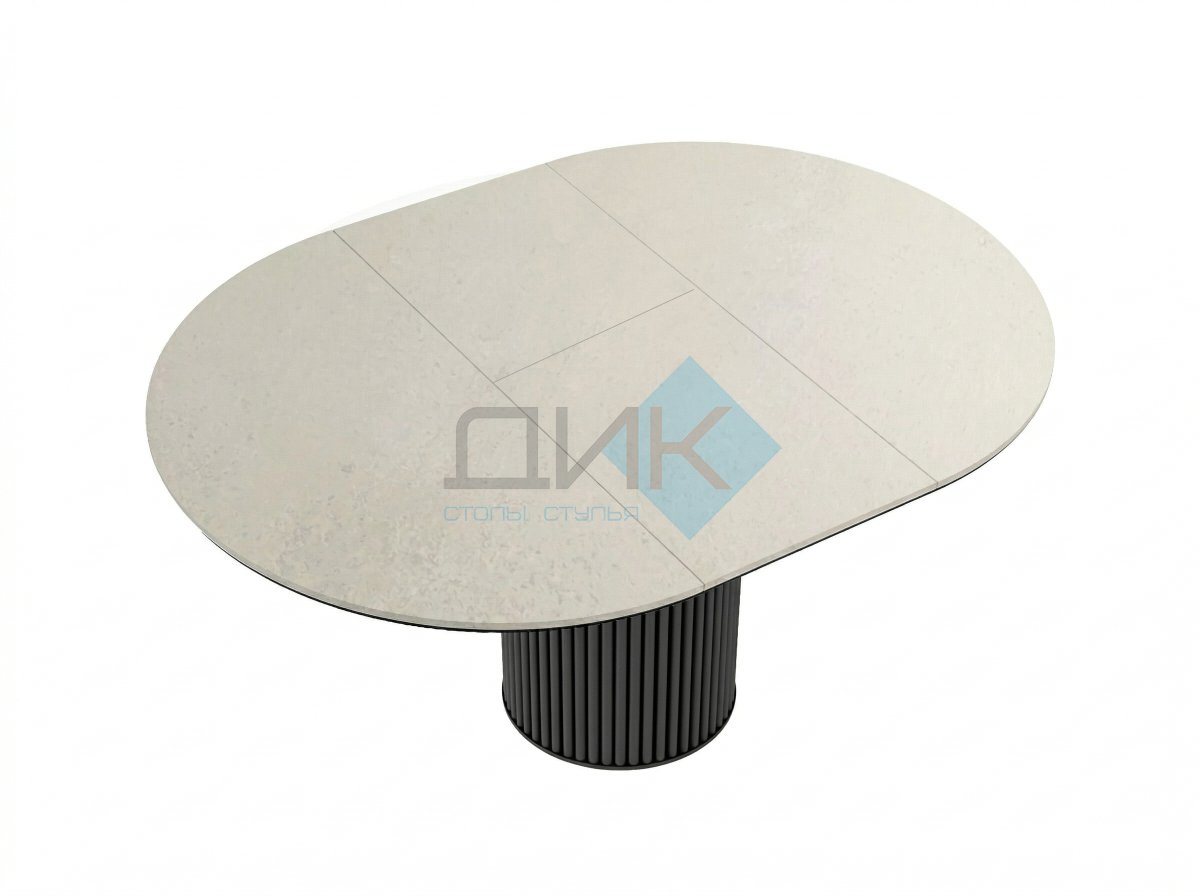 Стол DikLine AKRR120 Керамика Krater Perla (бежевый матовый)/подстолье черное/опоры черные (2 уп.)