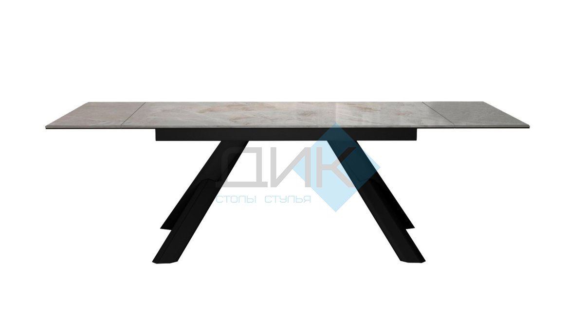 Стол DikLine DKX140 керамика Italian Grey (глянец серый), подстолье черное, опоры черные (2уп.)