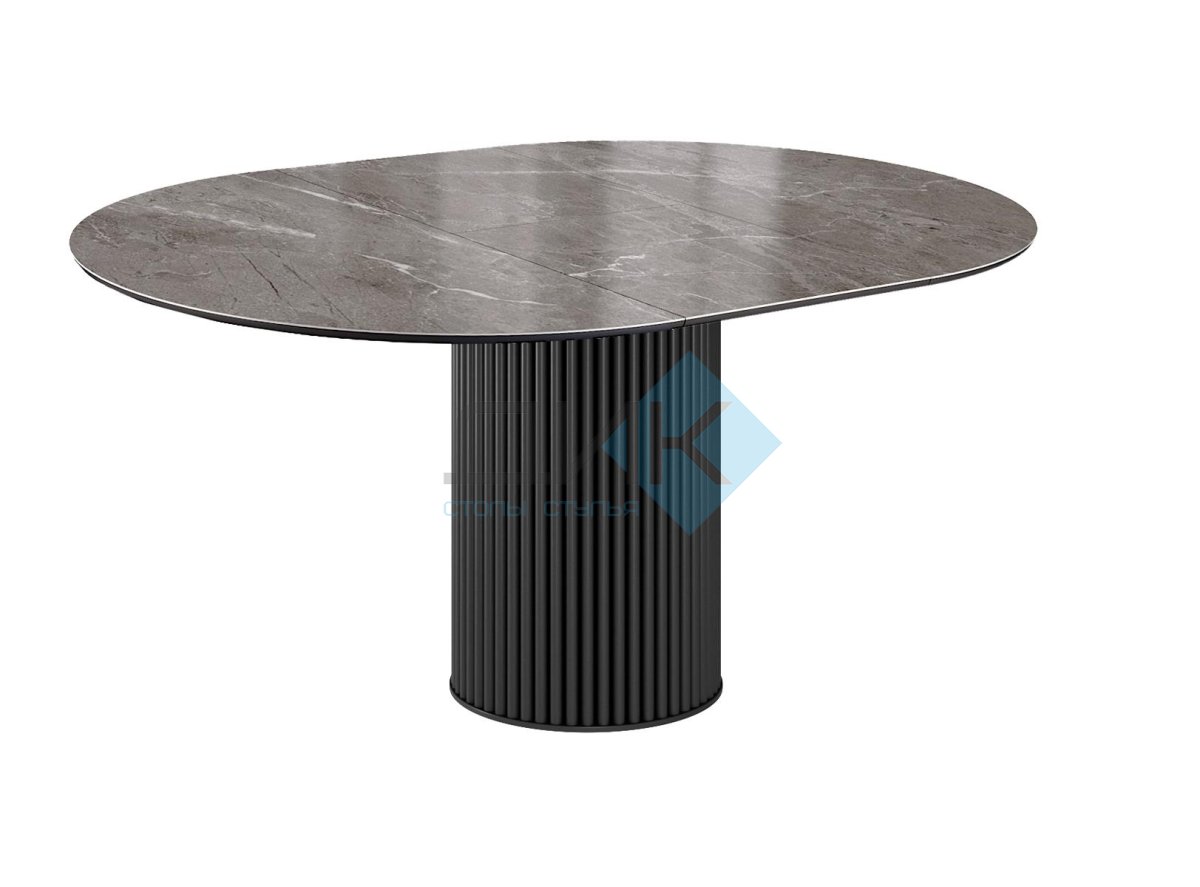 Стол DikLine AKRR120 Керамика Tundra Gris (темно-серый суперглянец)/подстолье черное/опоры черные (2 уп.)