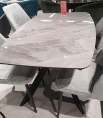 Стол DikLine BK140 Керамика Italian Grey (глянец серый)/подстолье черное/опоры черные Образец в салоне ТЦ Косино город